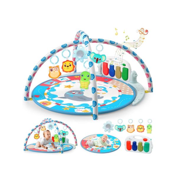 Baby Tummy Time Playmat with 4 Toys & Mirror Online